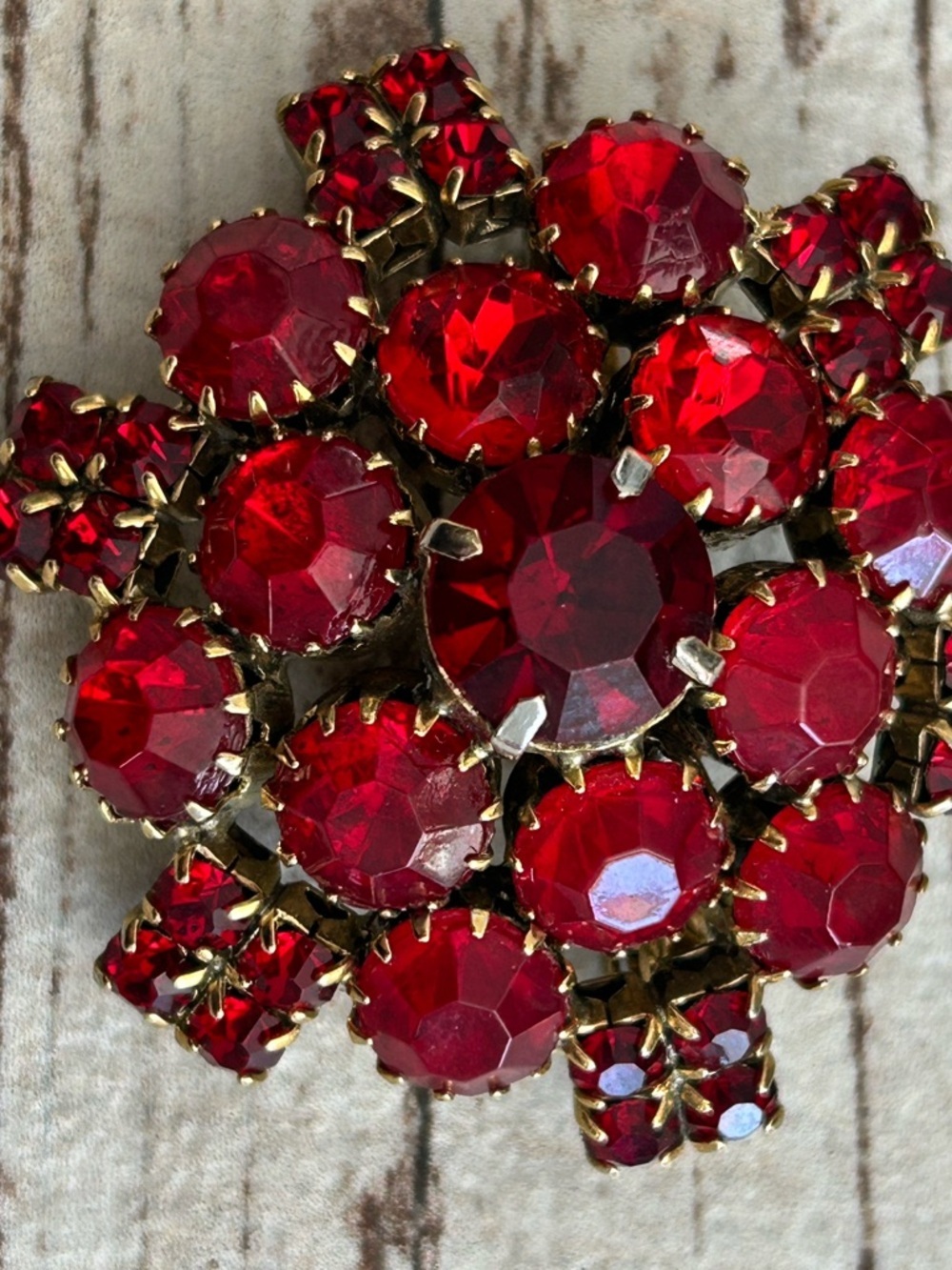 Red Crystal Cluster Brooch - Women's Jewelry